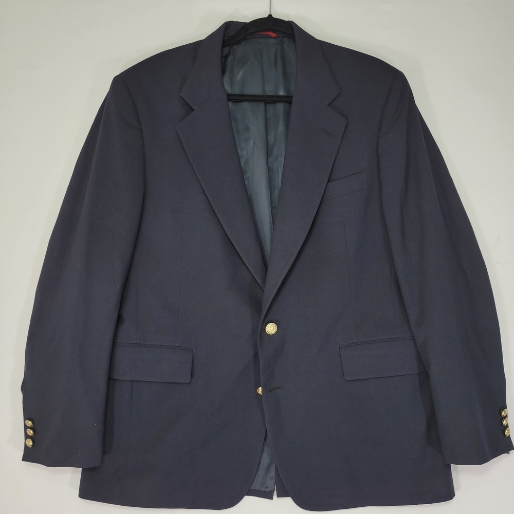 JOS A BANK Kent Men's Sport Coat‎ Blazer Two Button Deep navy Wool Size 44R